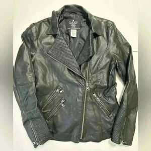 Carmin black faux leather moto jacket